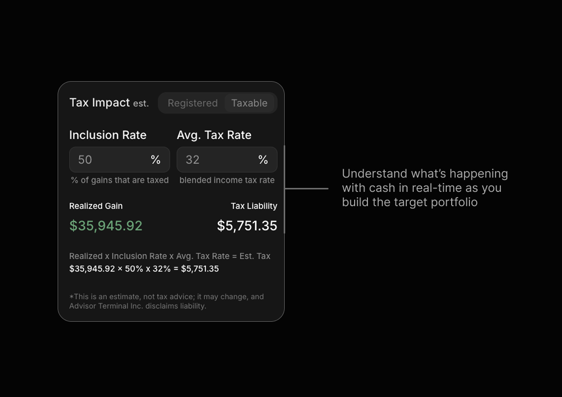 Tax impact estimator